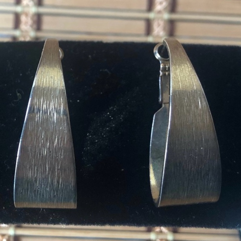 Vintage Triangular Silver Earrings, For Pierced E… - image 1